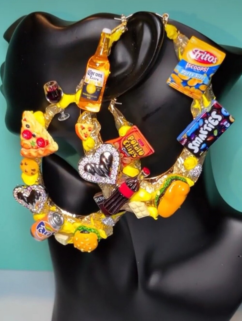 Handmade Yellow Novelty Food & Snack Statement Hoop Earrings